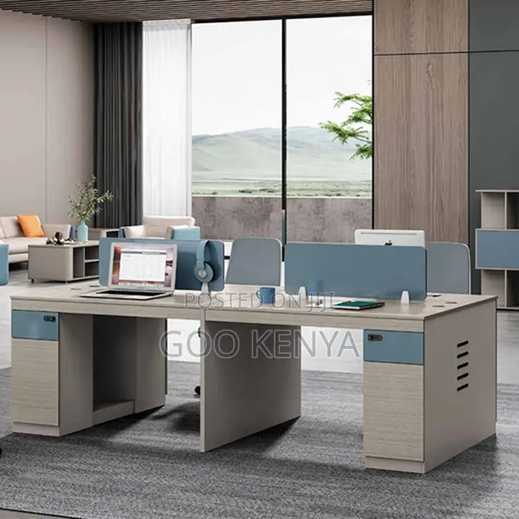 Office Desk; 4-Person Workstation Desk With Extendable Design
