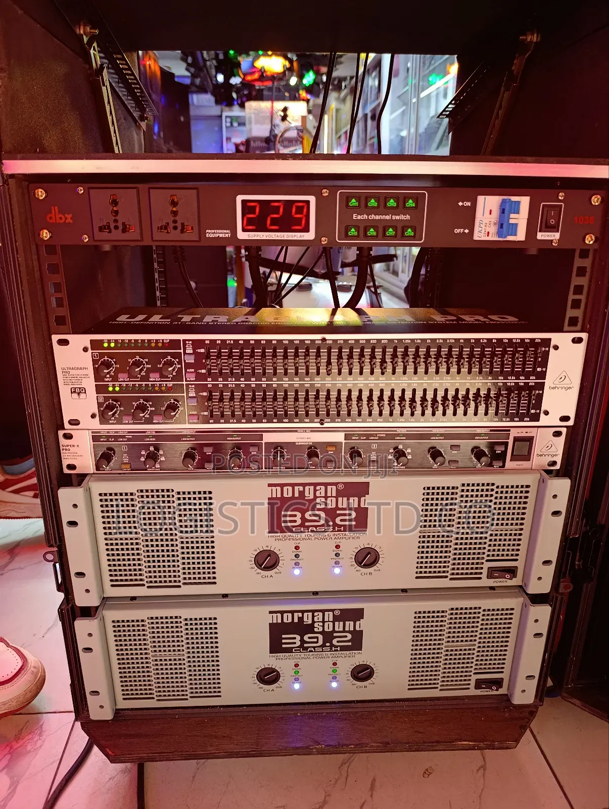 Morgan Sound 39.2 Amplifier/ Behringer Eq/Sub Crossover/Complete Rack