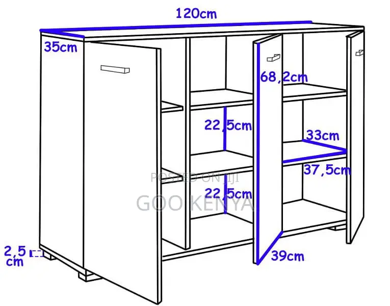 Office Cupboard; Elegant 3-Door White Wooden Sideboard