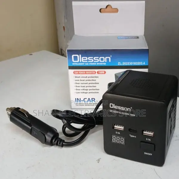 >>150w Power Socket 2type-C+2usb Car Charger With Led Digital Display