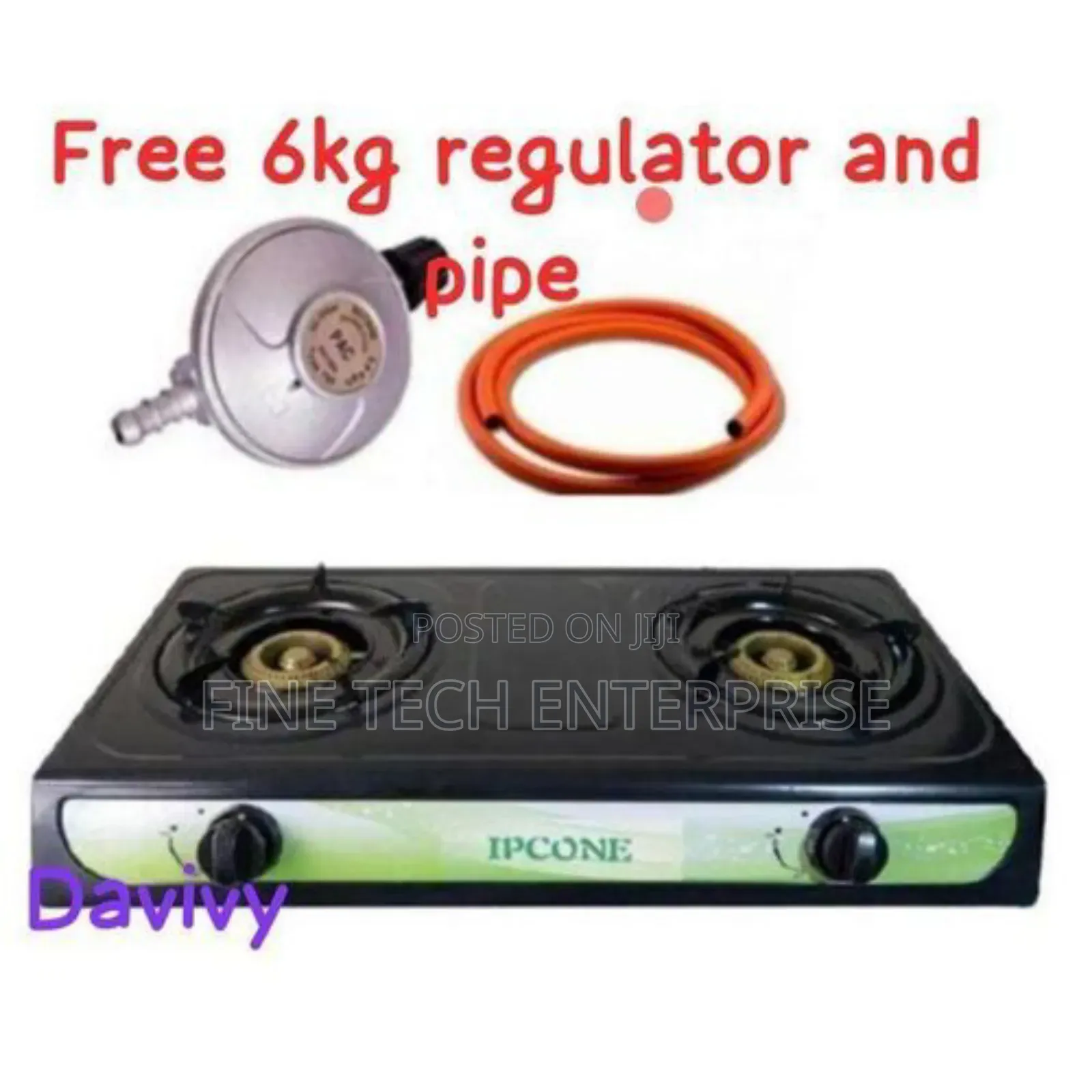 Ipcone 2 Burner With Free Regulator and Pipe