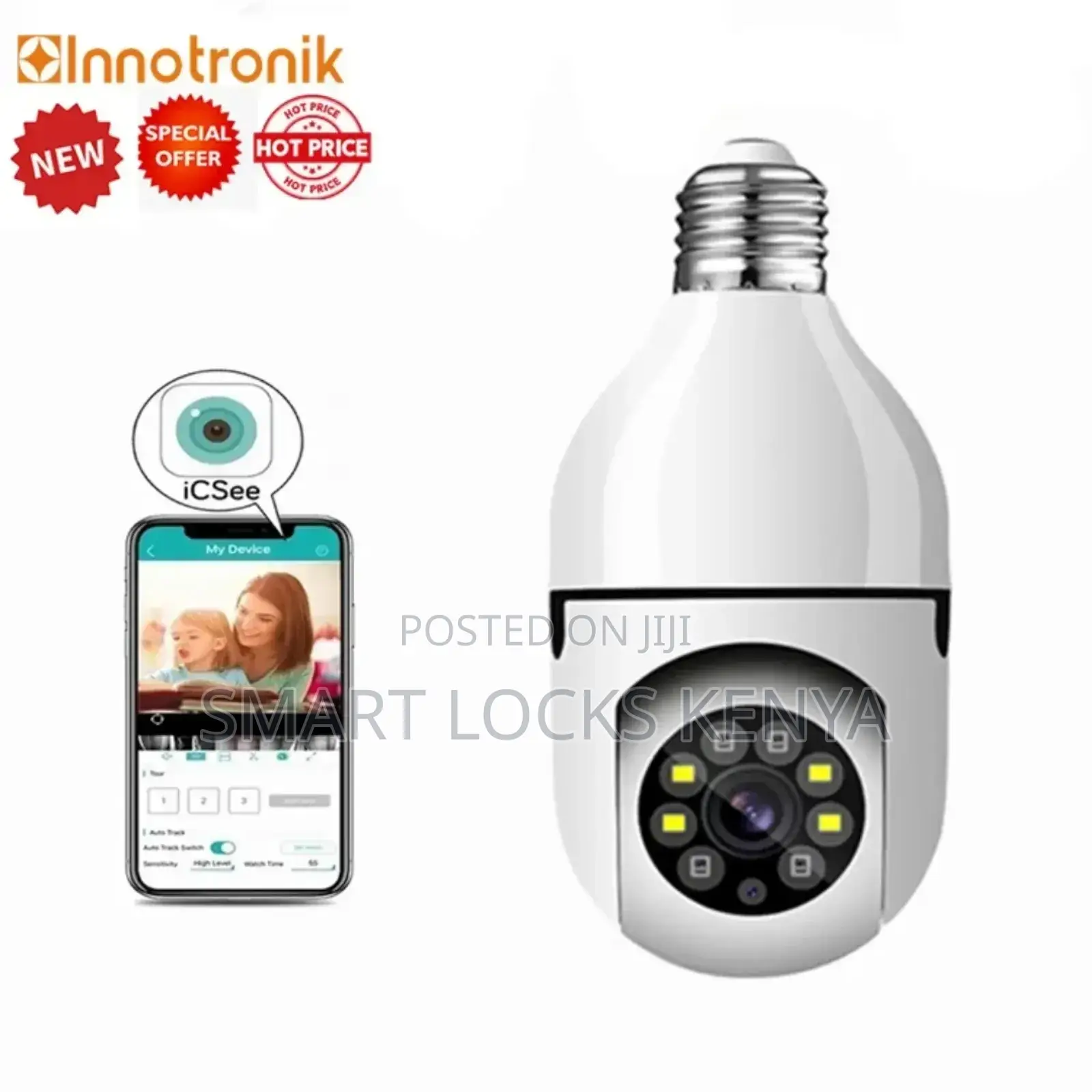 Wifi CCTV Bulb Camera 1080p 360° Rotating Security Camera