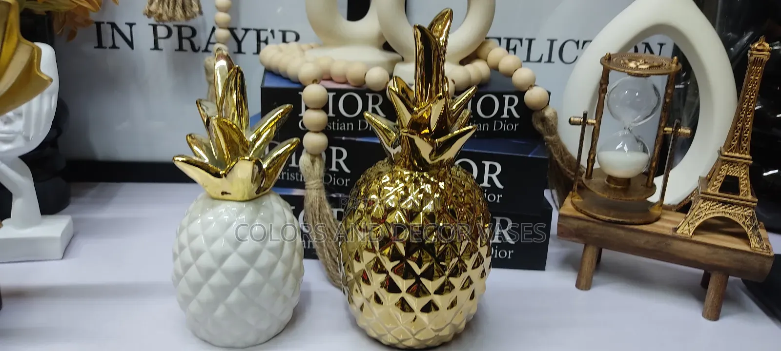 Pineapple Decor Gold and White