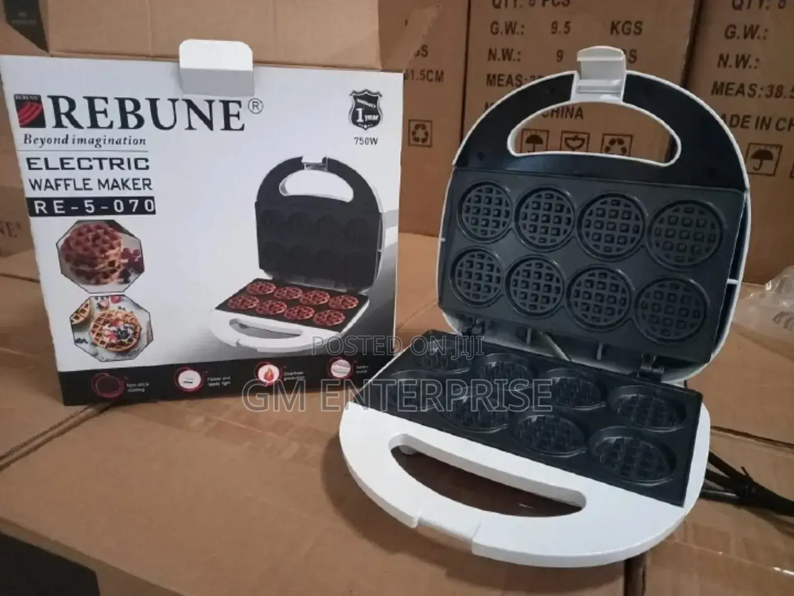 Rebune Electric Round Shape Waffle Maker