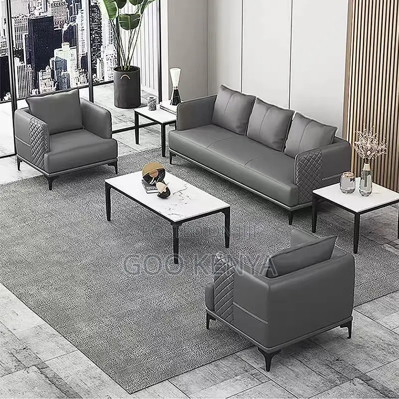 Office Sofa; Office Leather Sofa Set With Ergonomic Design