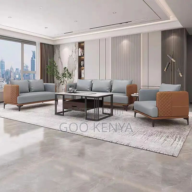Office Sofa; Office Leather Sofa Set With Ergonomic Design