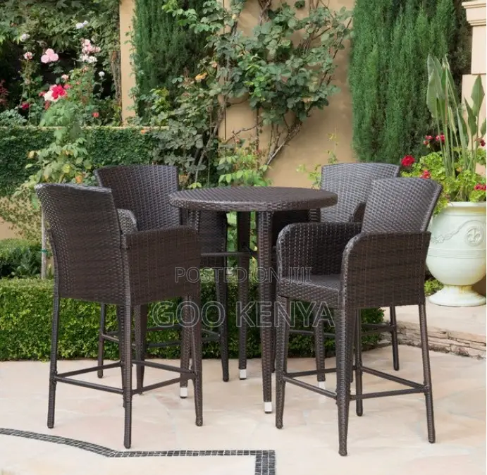 Bar Set; Modern Outdoor Wicker Bistro Bar Set