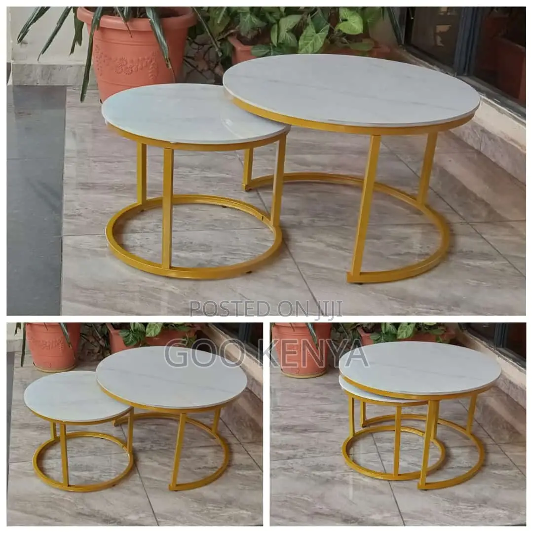 Coffee Table Set; Luxury Marble-Style Coffee Table Set