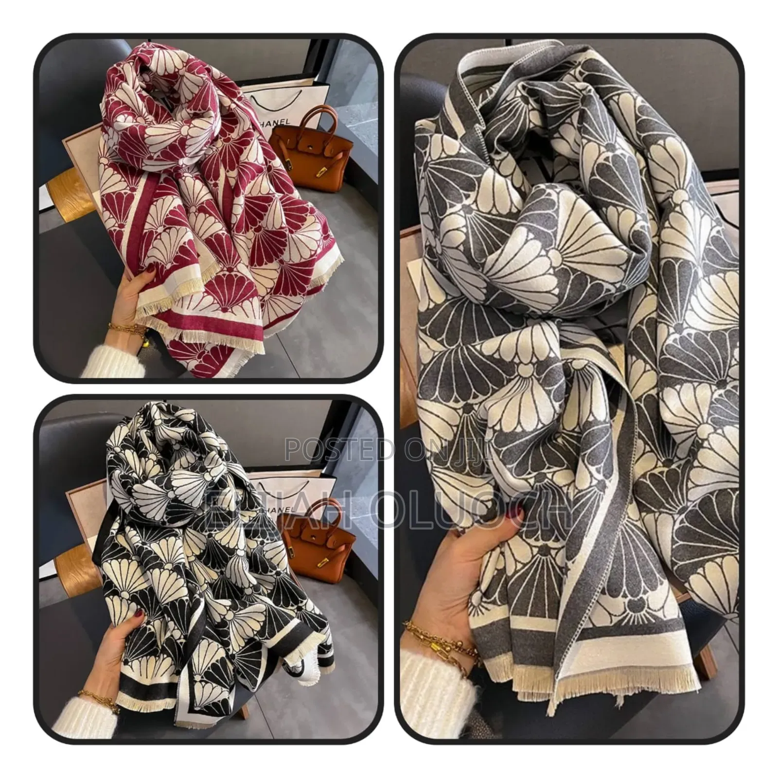Flowered Themed Heavy Cotton Cashmere Shawl