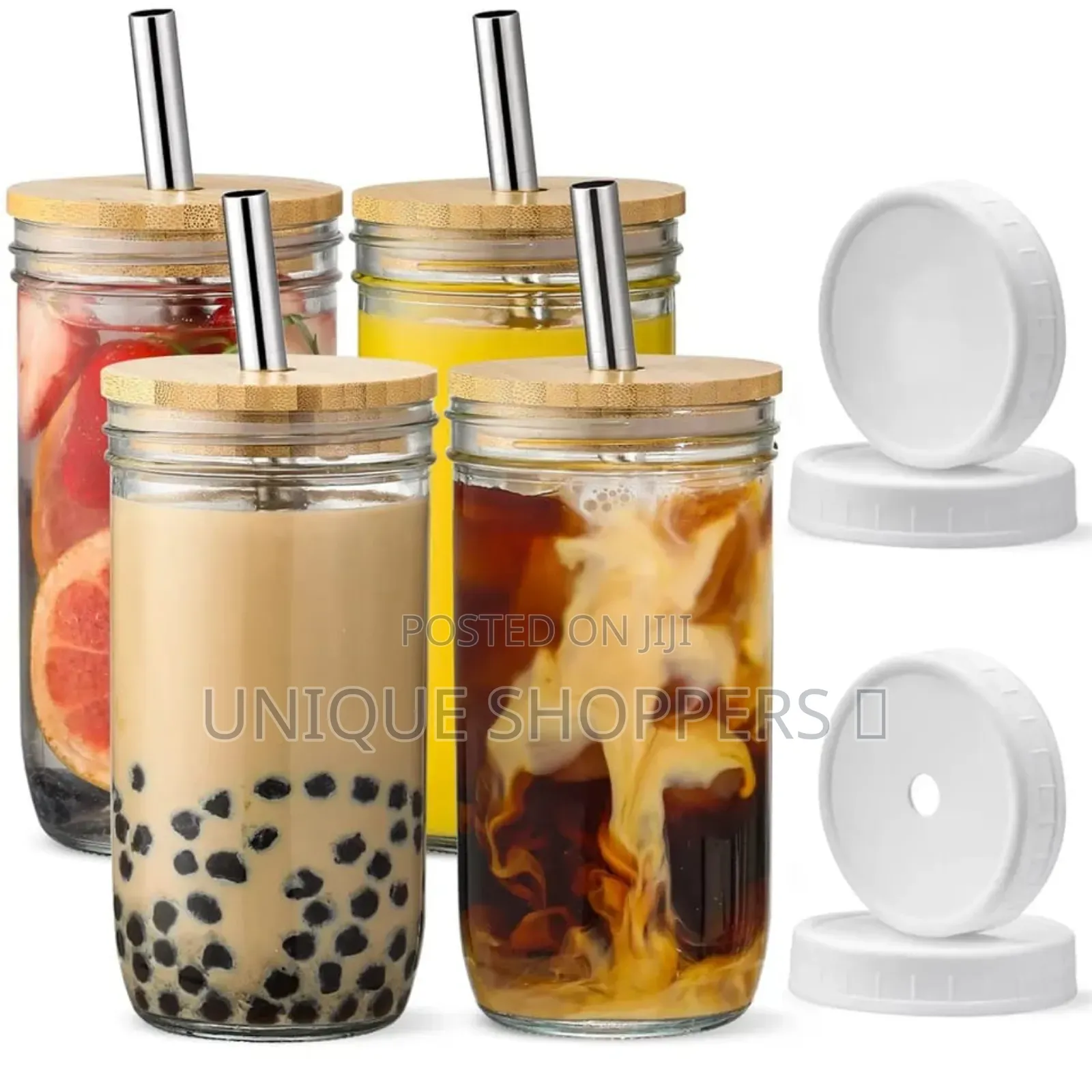 500ml Glass Cup With Lid and Straw Transparent Bubble Tea Cup Juice