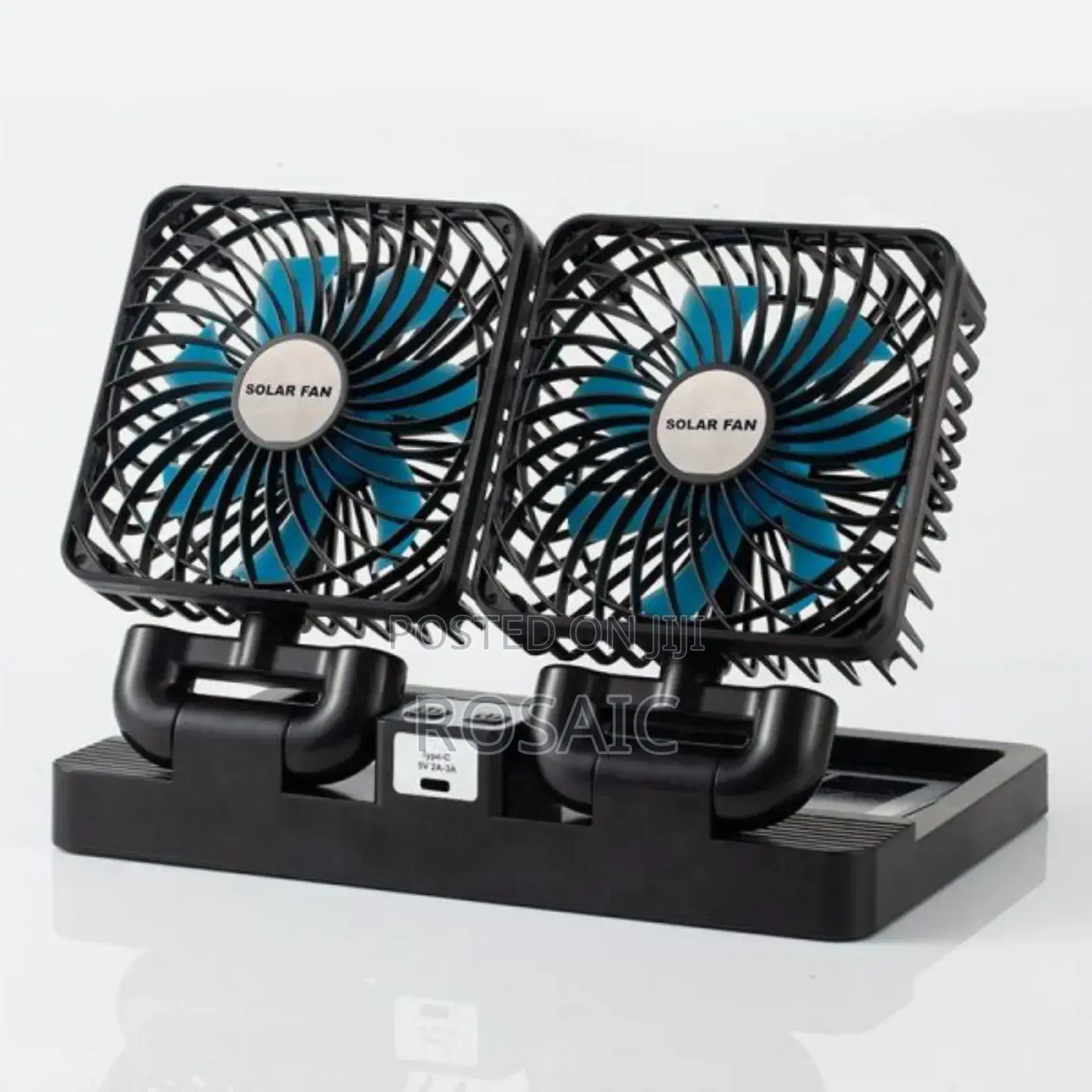 Car/Tabletop Double Head Super Cooling Rechargeable Typec Solar Fan