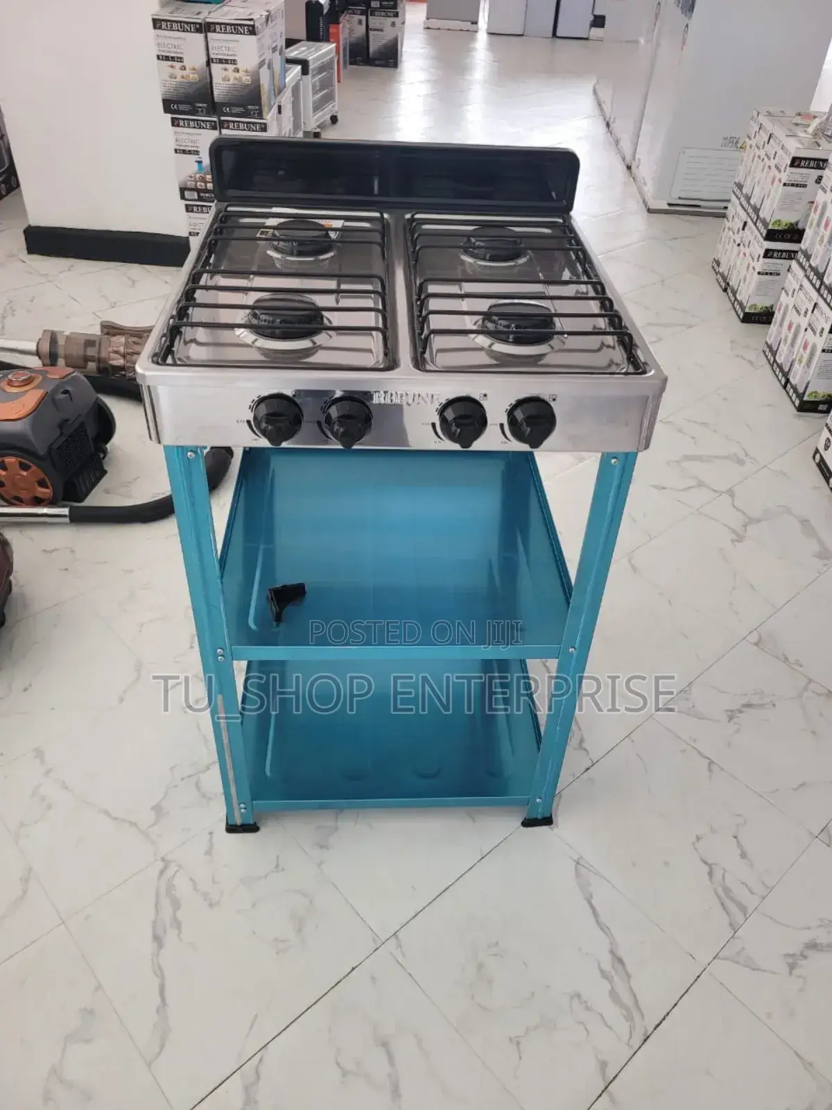 Rebune Four Burner Standing Gas Stove With Shelves