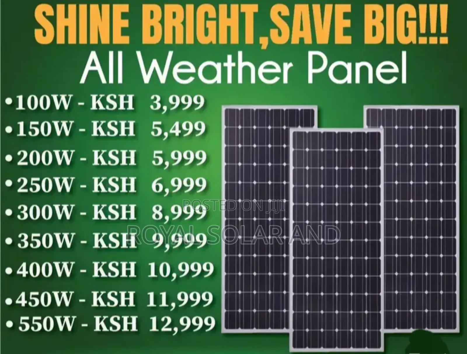 All Weather Solar Panenls 100w to 620watts