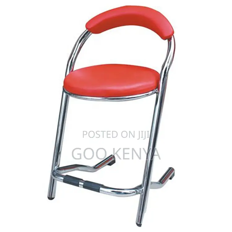 Bar Stool; Modern Metal Bar Stool With High Legs and Leather Seat
