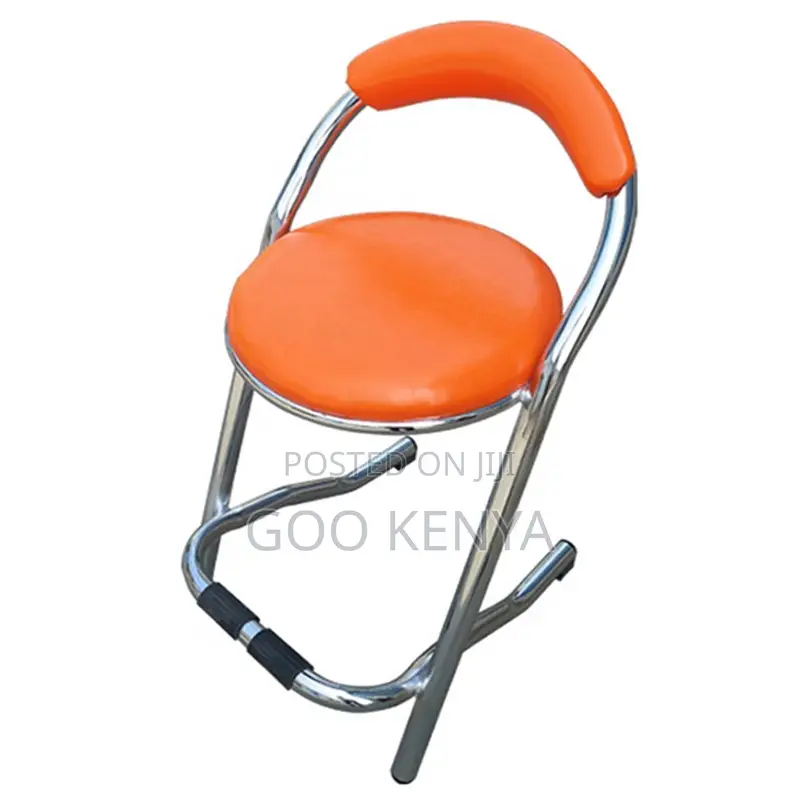 Bar Stool; Modern Metal Bar Stool With High Legs and Leather Seat