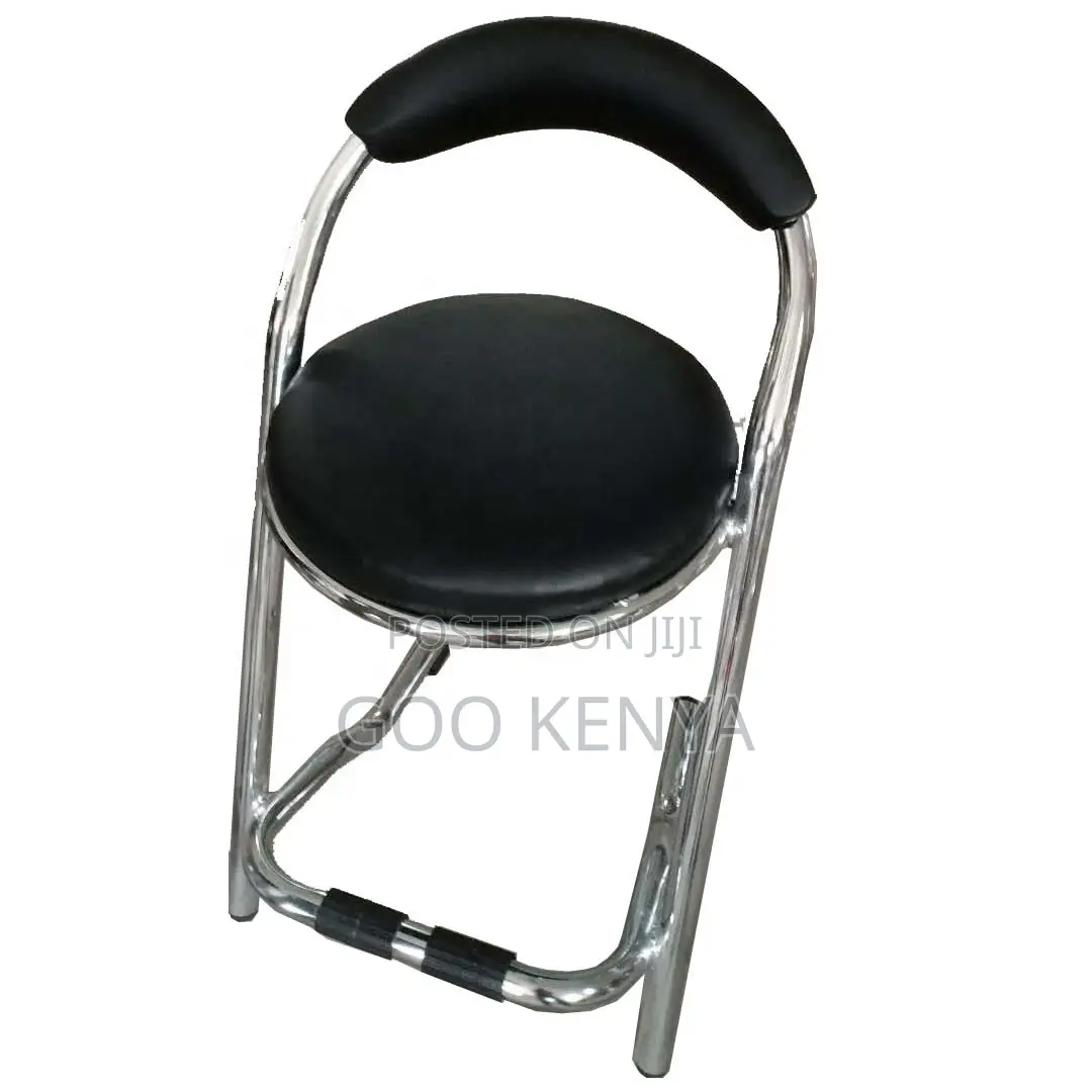 Bar Stool; Modern Metal Bar Stool With High Legs and Leather Seat