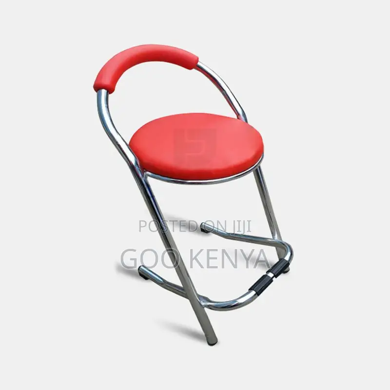 Bar Stool; Modern Metal Bar Stool With High Legs and Leather Seat