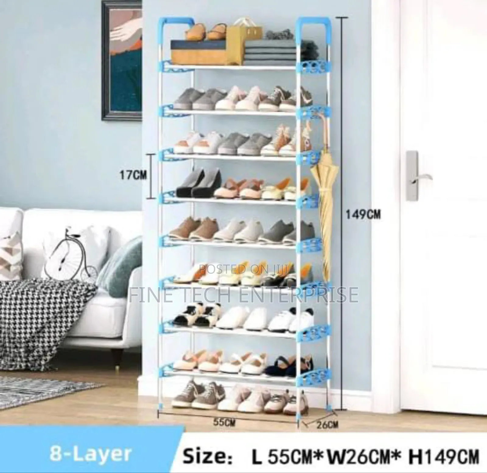 Tier Mettallic Shoerack 55cmx26cmx149cm at 1200