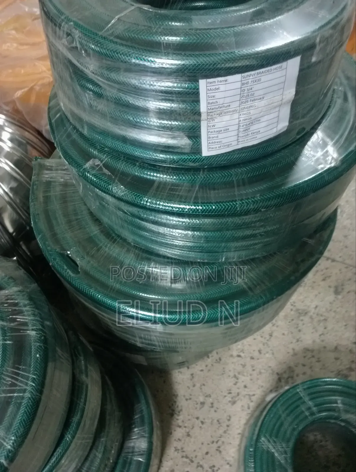 Green Braided Hose Pipe 3/4 by 30m Roll