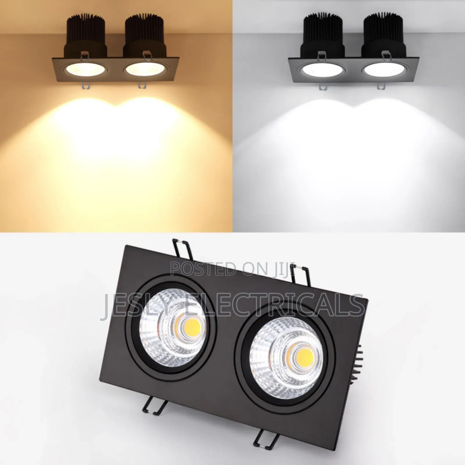 Double Head Square Cob Embedded Grille Downlight 20w 30w High-Quality