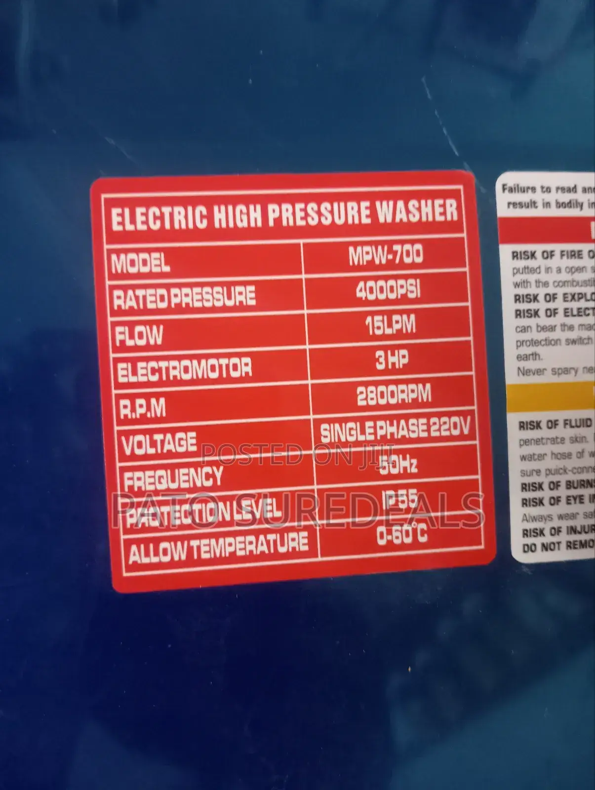 Tio Sale High Pressure Washer Milano 4000psi