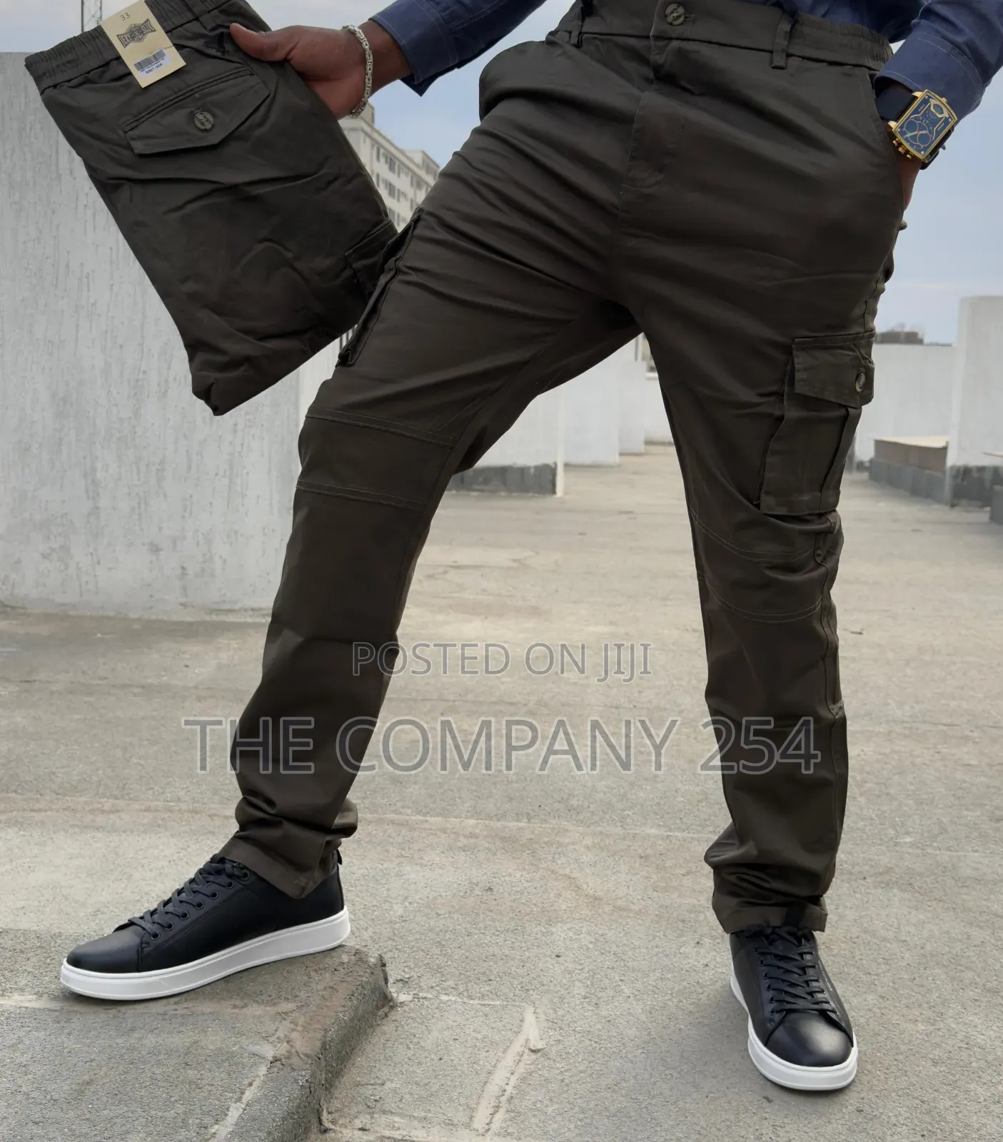 Quality Khaki Made Cargo Slim Fit Plain Casual Trouser