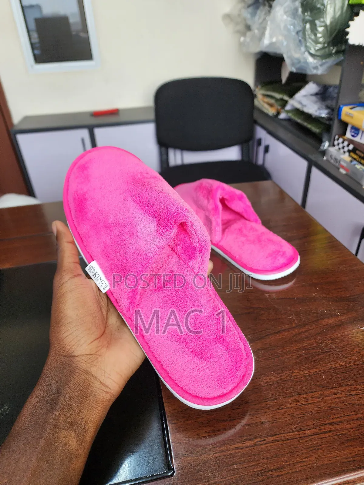 Pink Indoor Slippers Faux Soft Fur Warm Home Slippers