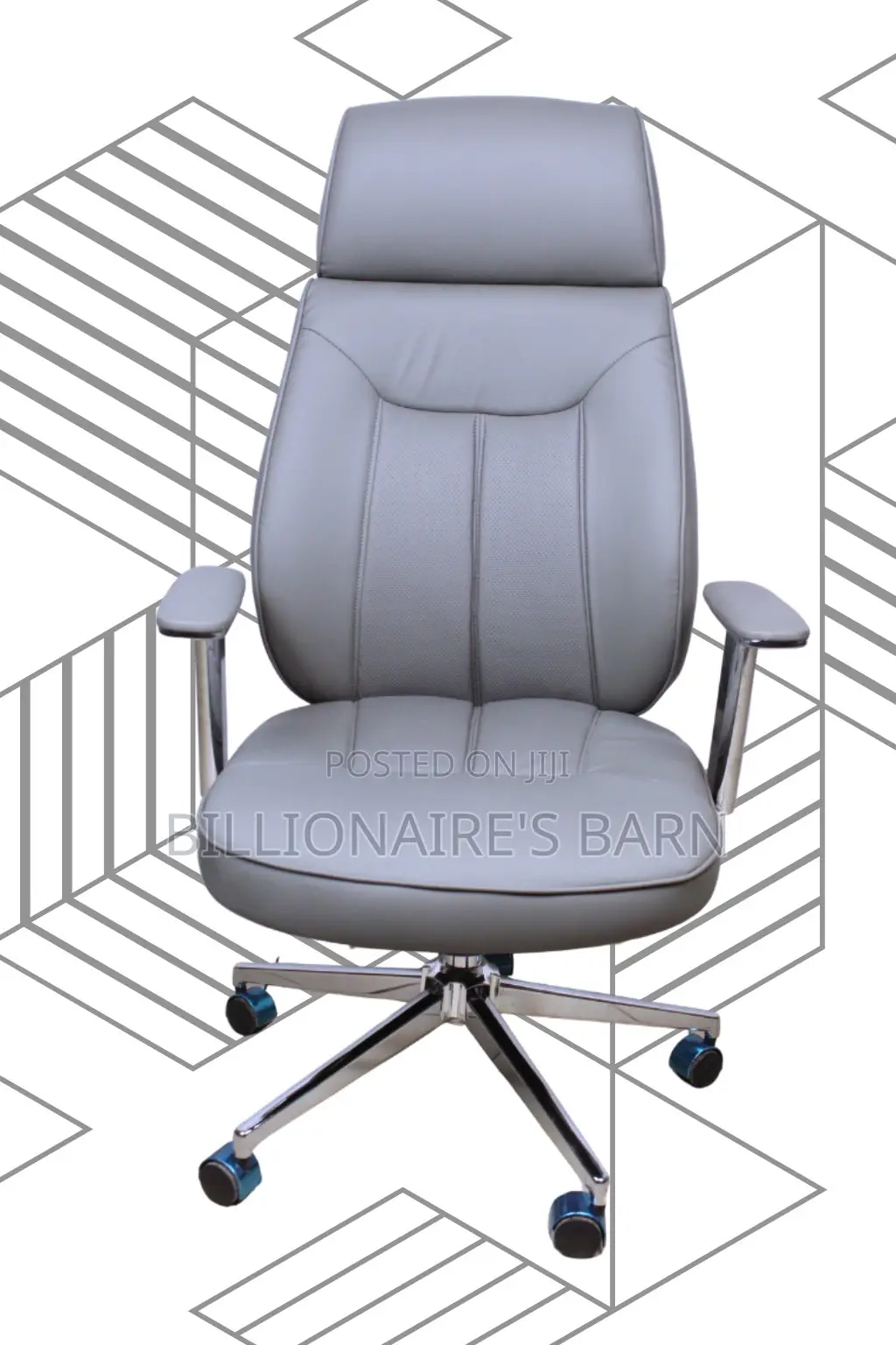 Grey Executive Leather Office Chair (Adjustable) — Moving Fast