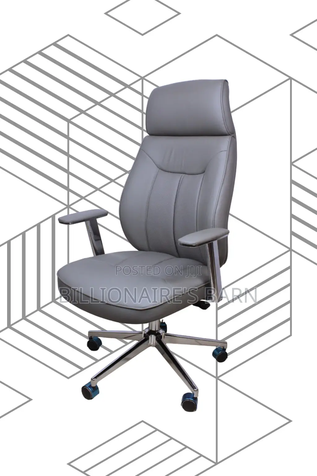 Grey Executive Leather Office Chair (Adjustable) — Moving Fast