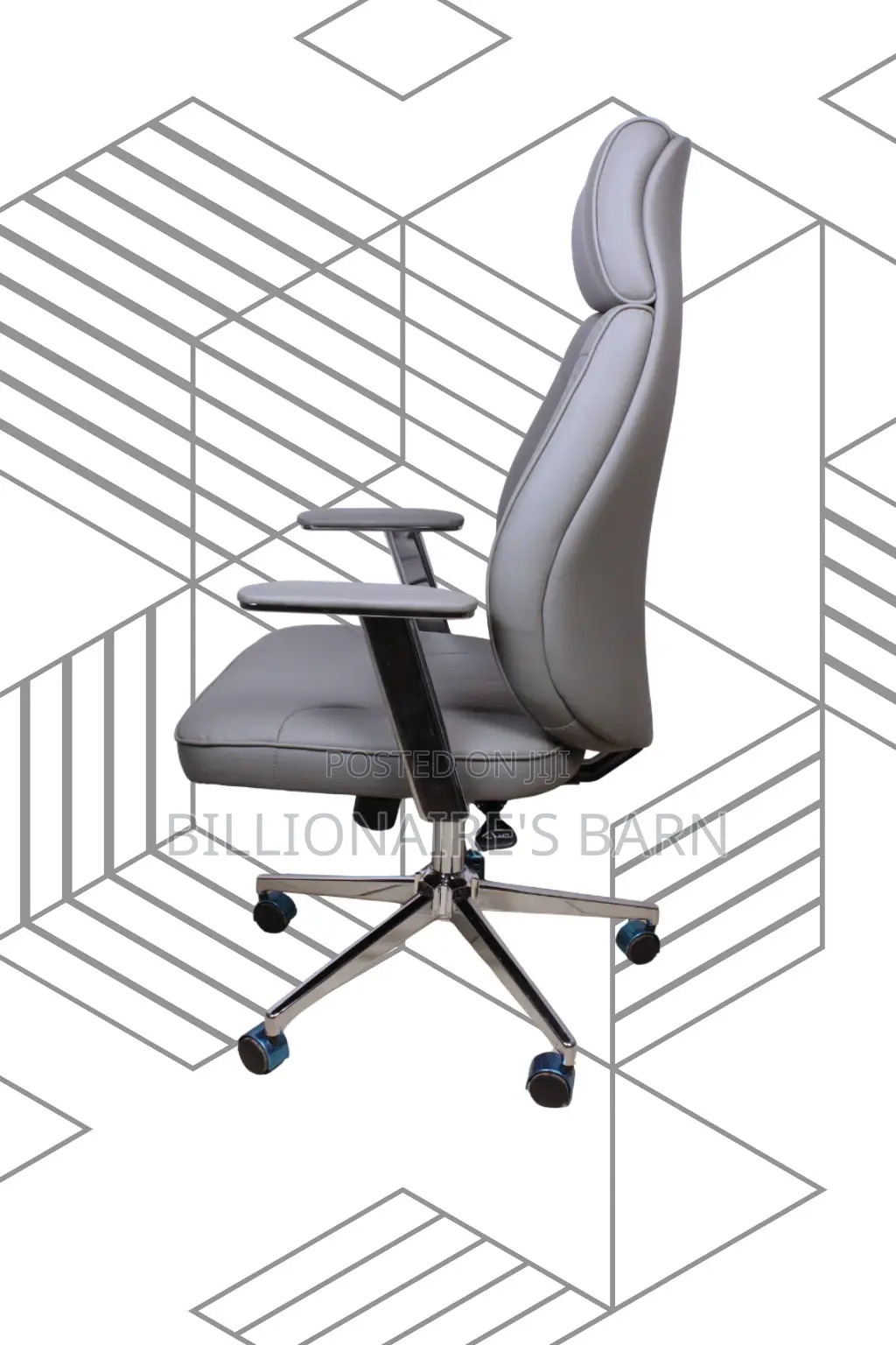 Grey Executive Leather Office Chair (Adjustable) — Moving Fast