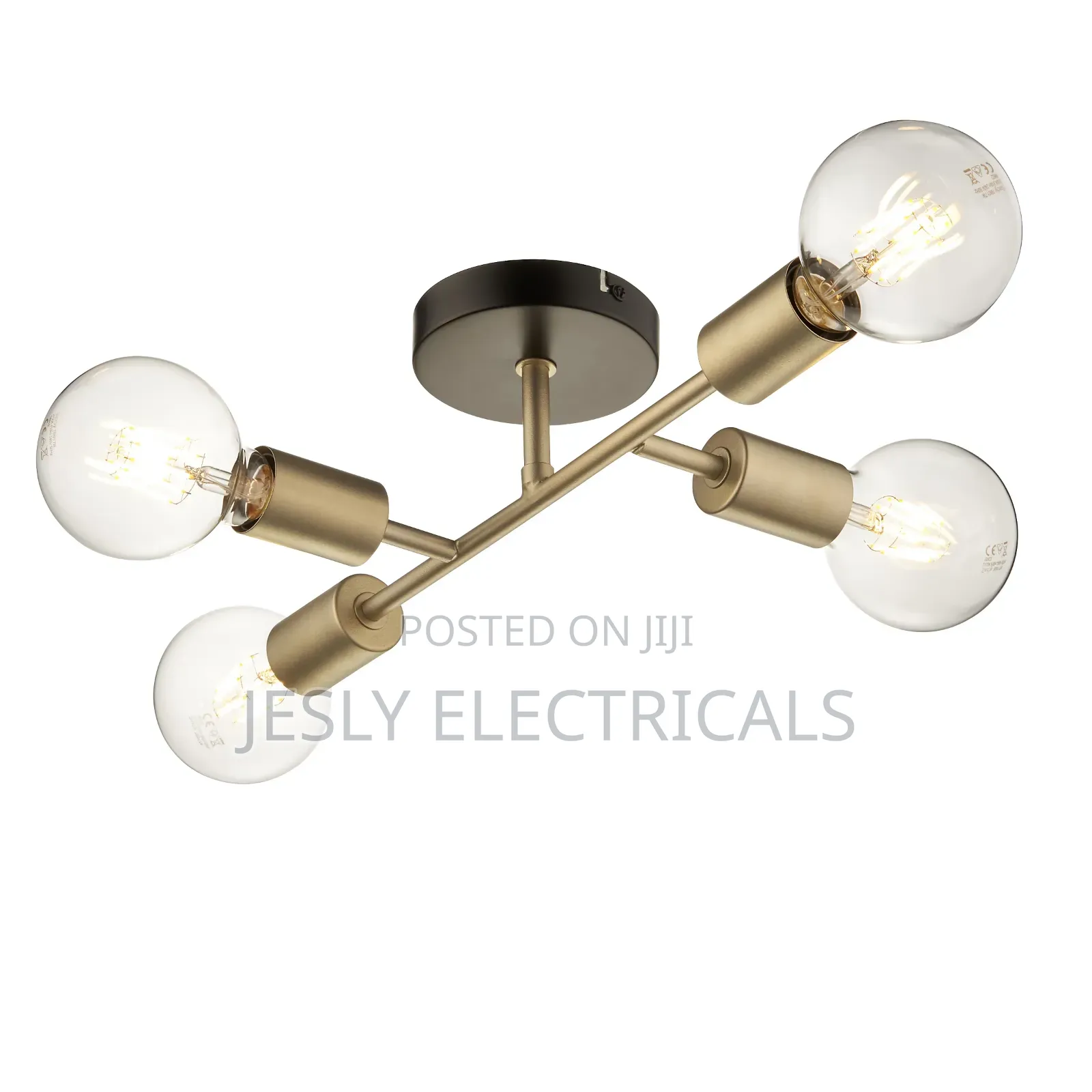 Flux Steel Gold Effect 4 Lamp Ceiling Light