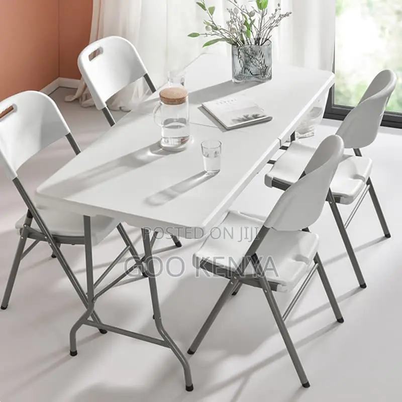 Dining Set; 4-Seater Outdoor Folding Plastic Dining Set