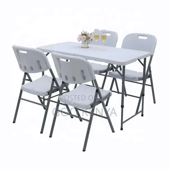 Dining Set; 4-Seater Outdoor Folding Plastic Dining Set