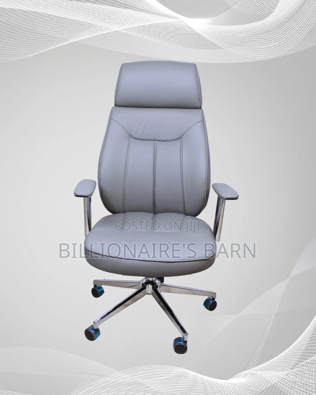 Grey Executive Leather Office Chair — Scratch-Resistant Finish #296
