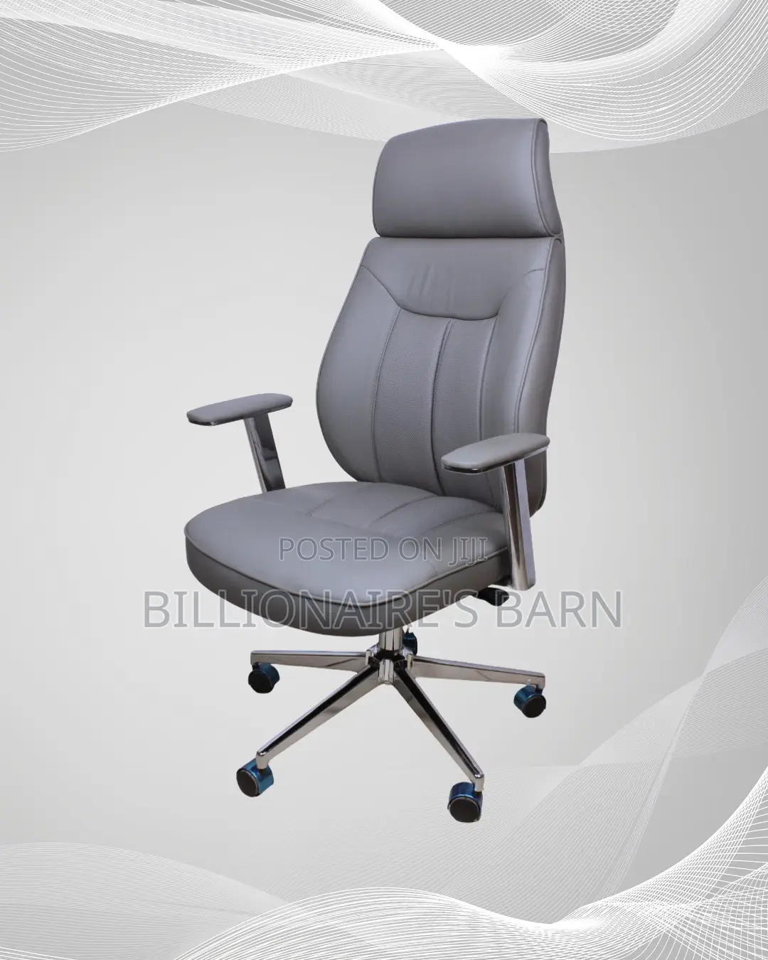 Grey Executive Leather Office Chair — Scratch-Resistant Finish #296