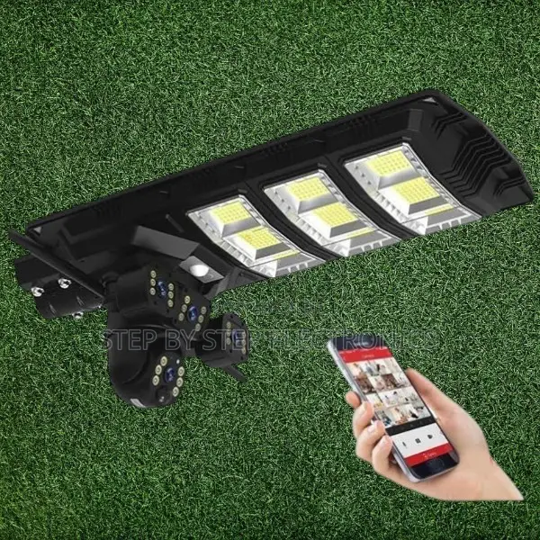 Outdoor 450w Solar Street Lamp + 12mp 4g PTZ Cam With Pir Motion Alarm
