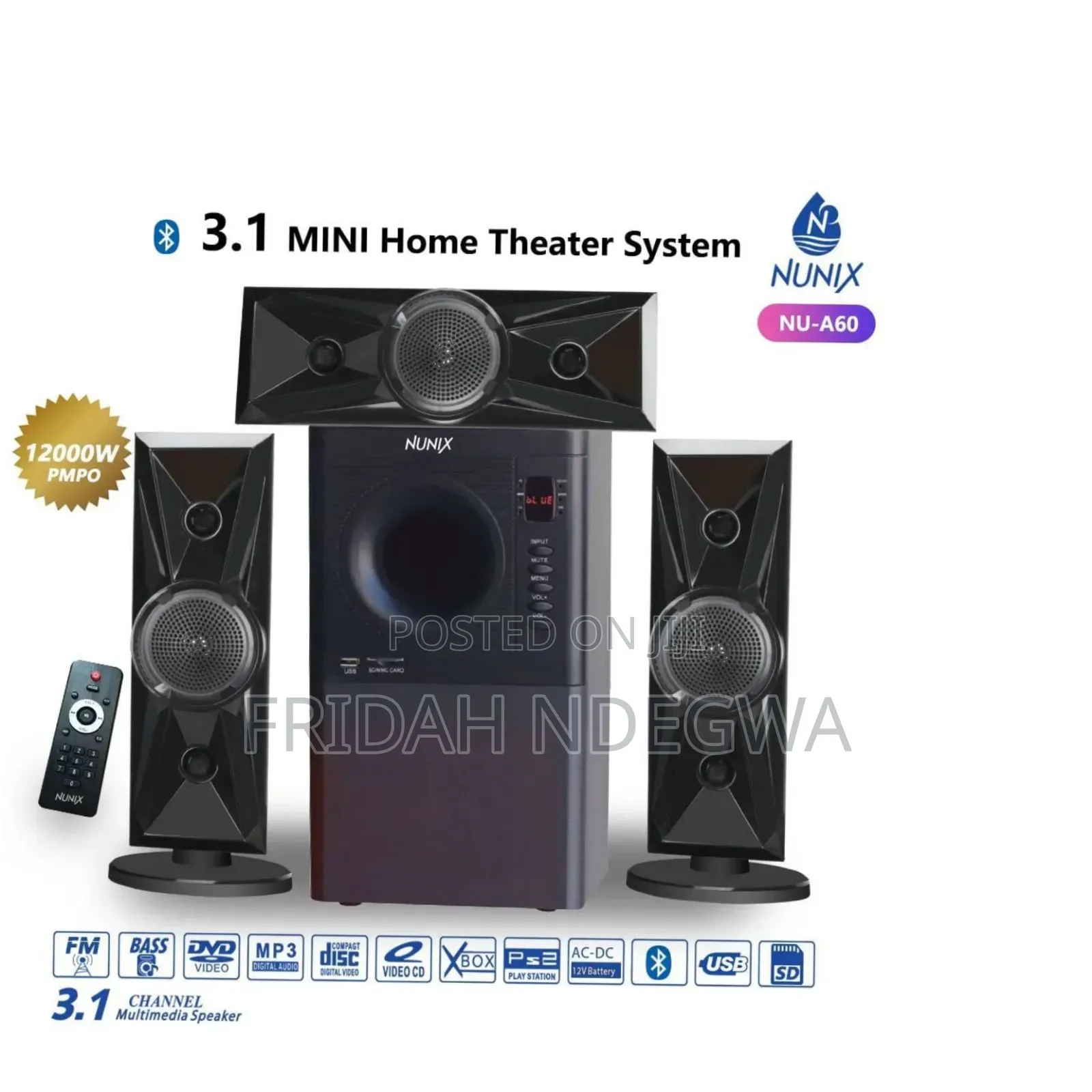 Nunix 3.1 Mini Home Theater System Nu-a60 And A Remote Control Woofe