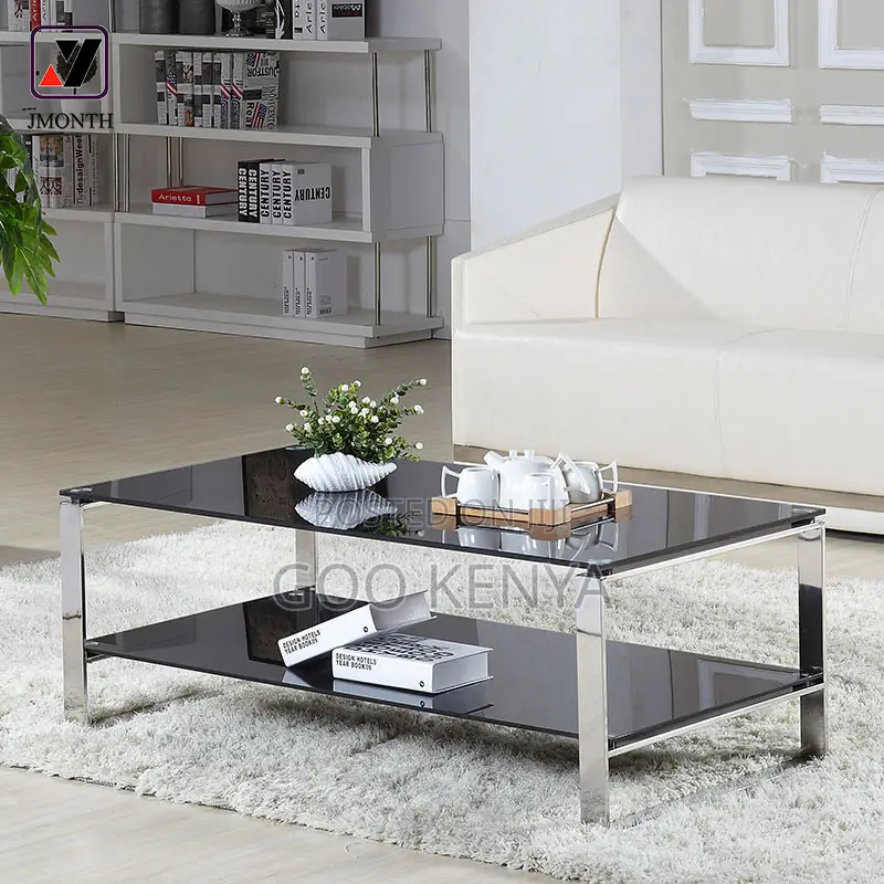 Home Coffee Table; Metal Frame Coffee Table With Glass Top