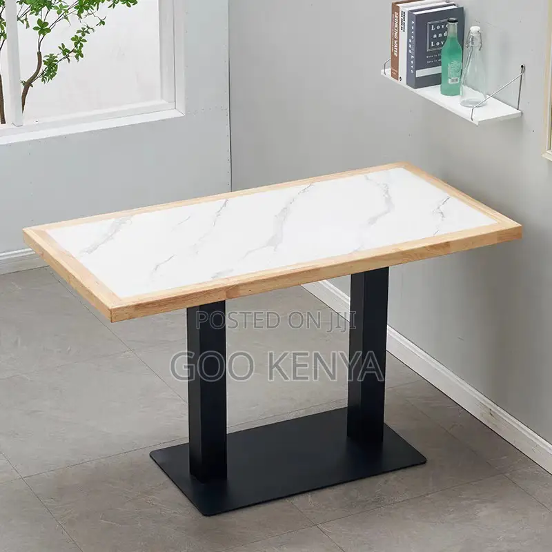 Home Dining Table; Metal Frame Marble Top Dining Table