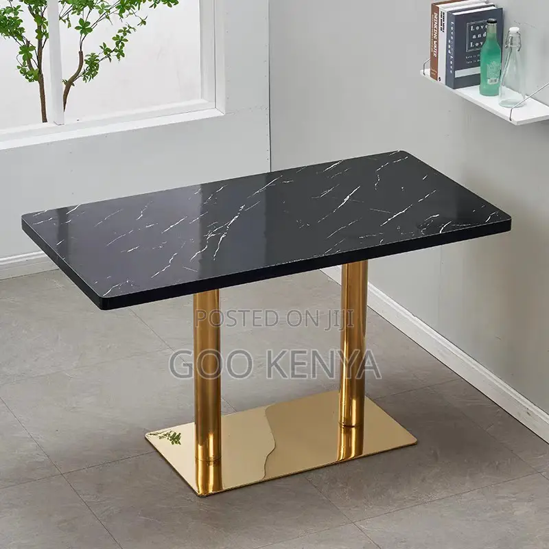 Home Dining Table; Metal Frame Marble Top Dining Table