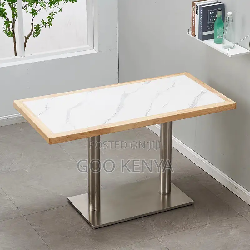 Home Dining Table; Metal Frame Marble Top Dining Table