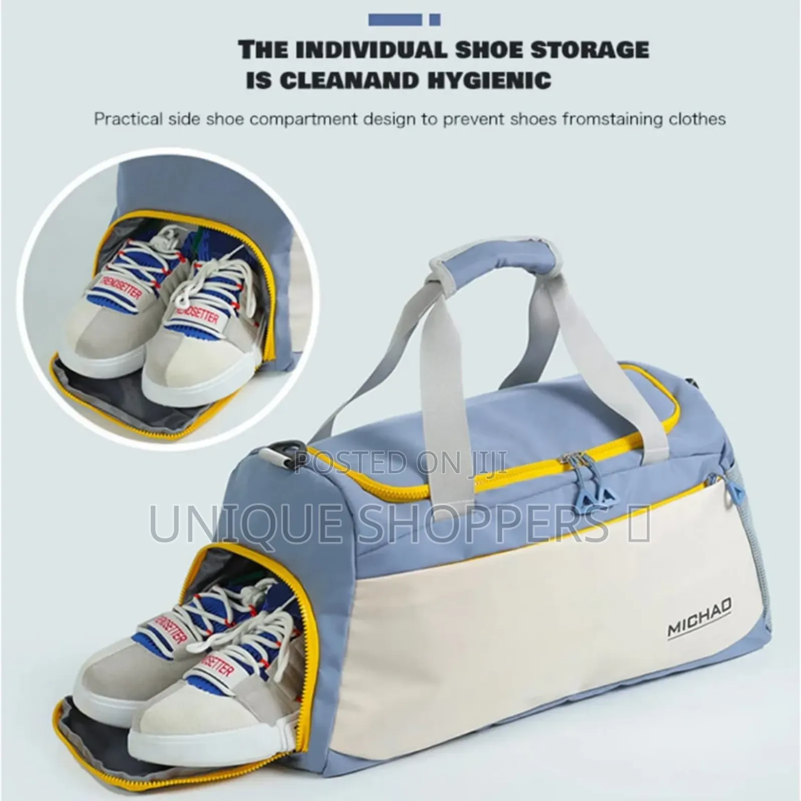 Michao Unisex Casual Duffle/Gym Bag Available in White and White