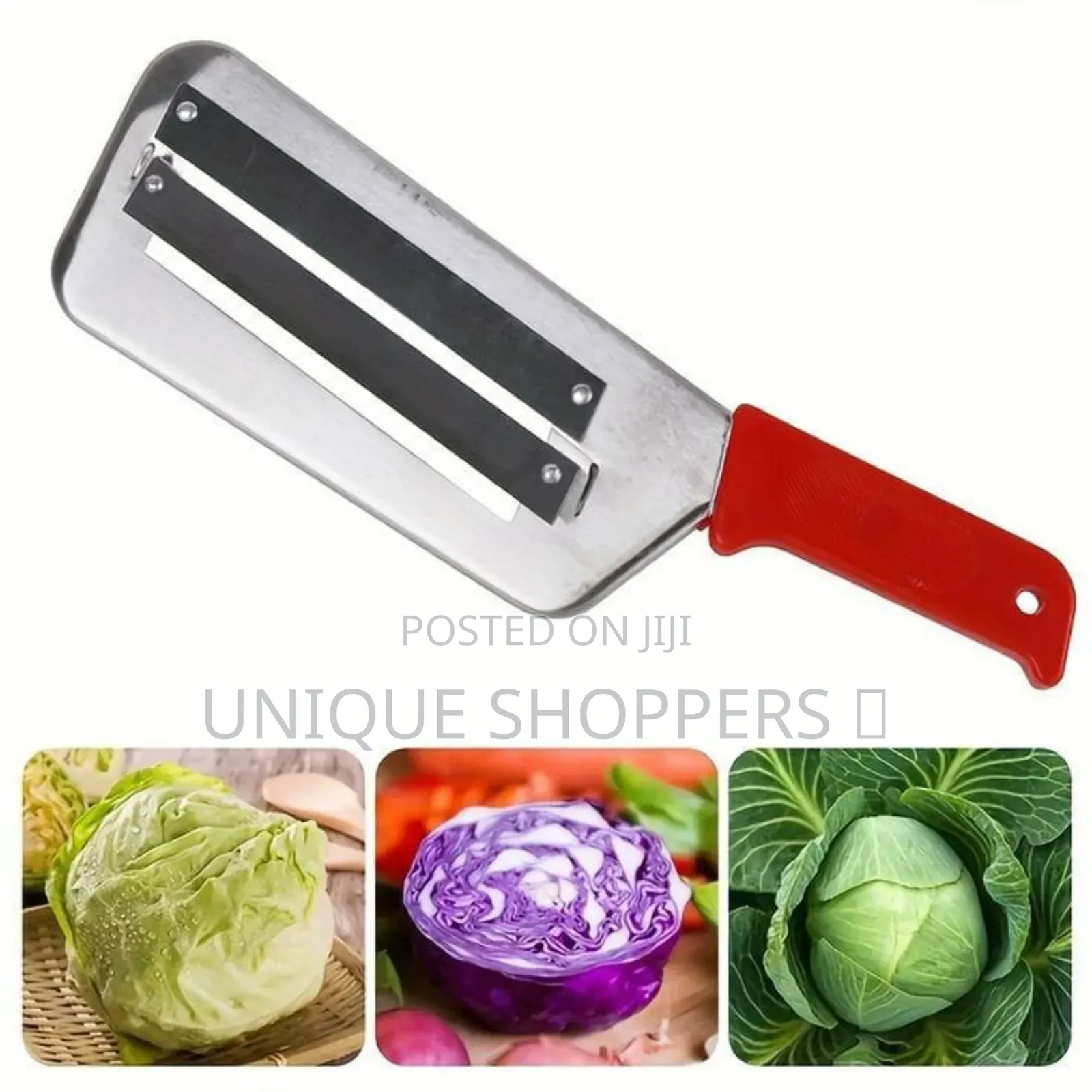 Stainless Steel Vegetable Shredder Equipped With a Red Plastic,