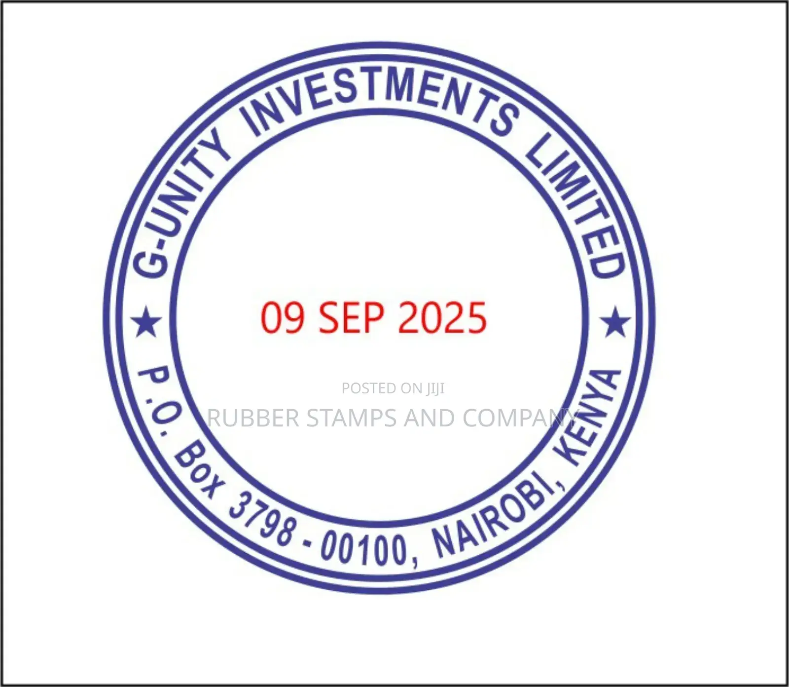 42mm by 42mm Self Inking Company Rubber Stamp