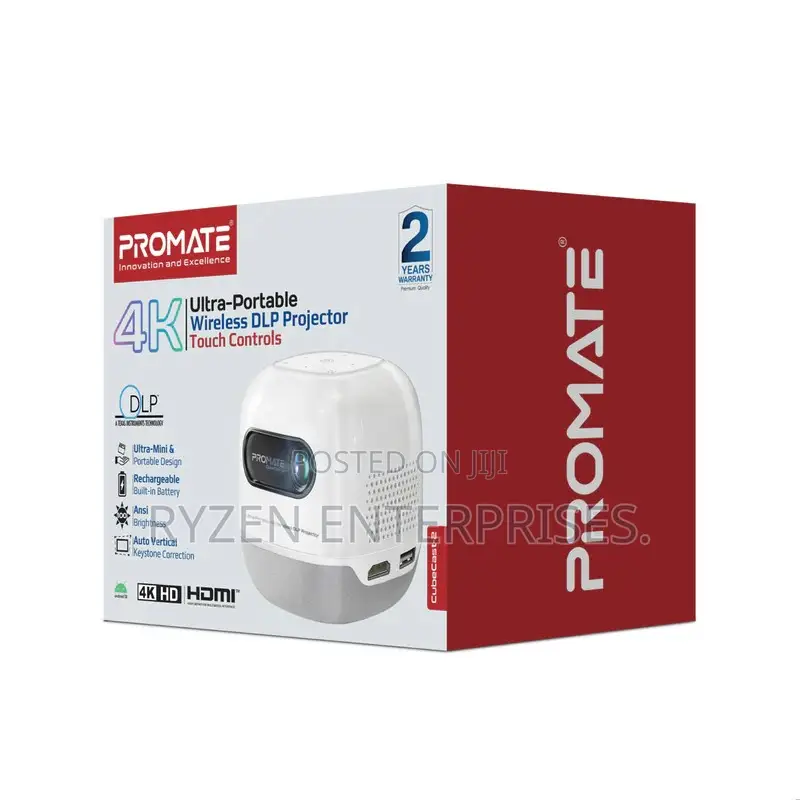 Promate 4k Ultra-portable Wireless Dlp Projector Cubecast-2