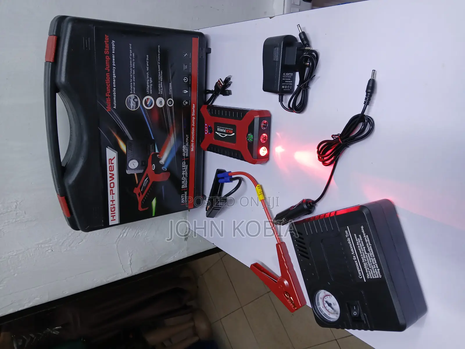 Portable Emergency Car Starter Kit With Power Bank Air Compressor