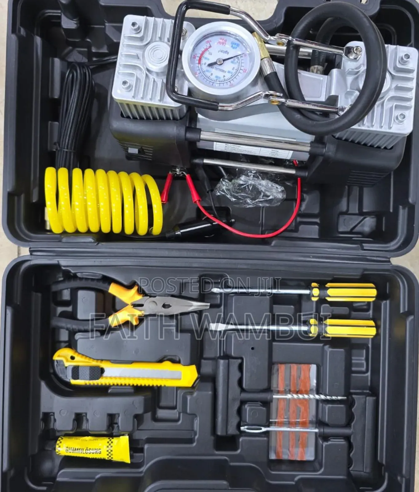 Portable Double Cylinder Air Compressor Pump With Tool Kit