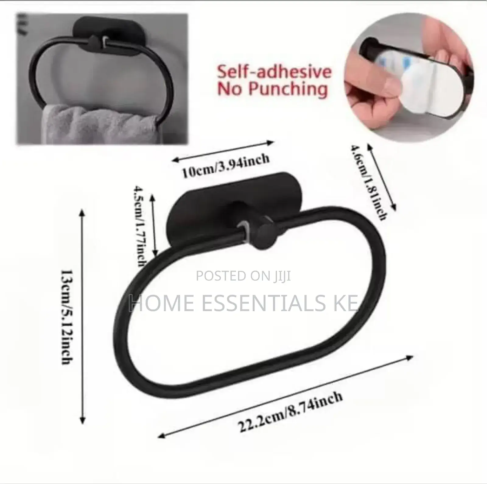 Self Adhesive Towel Ring Towel Holder* Black Silver