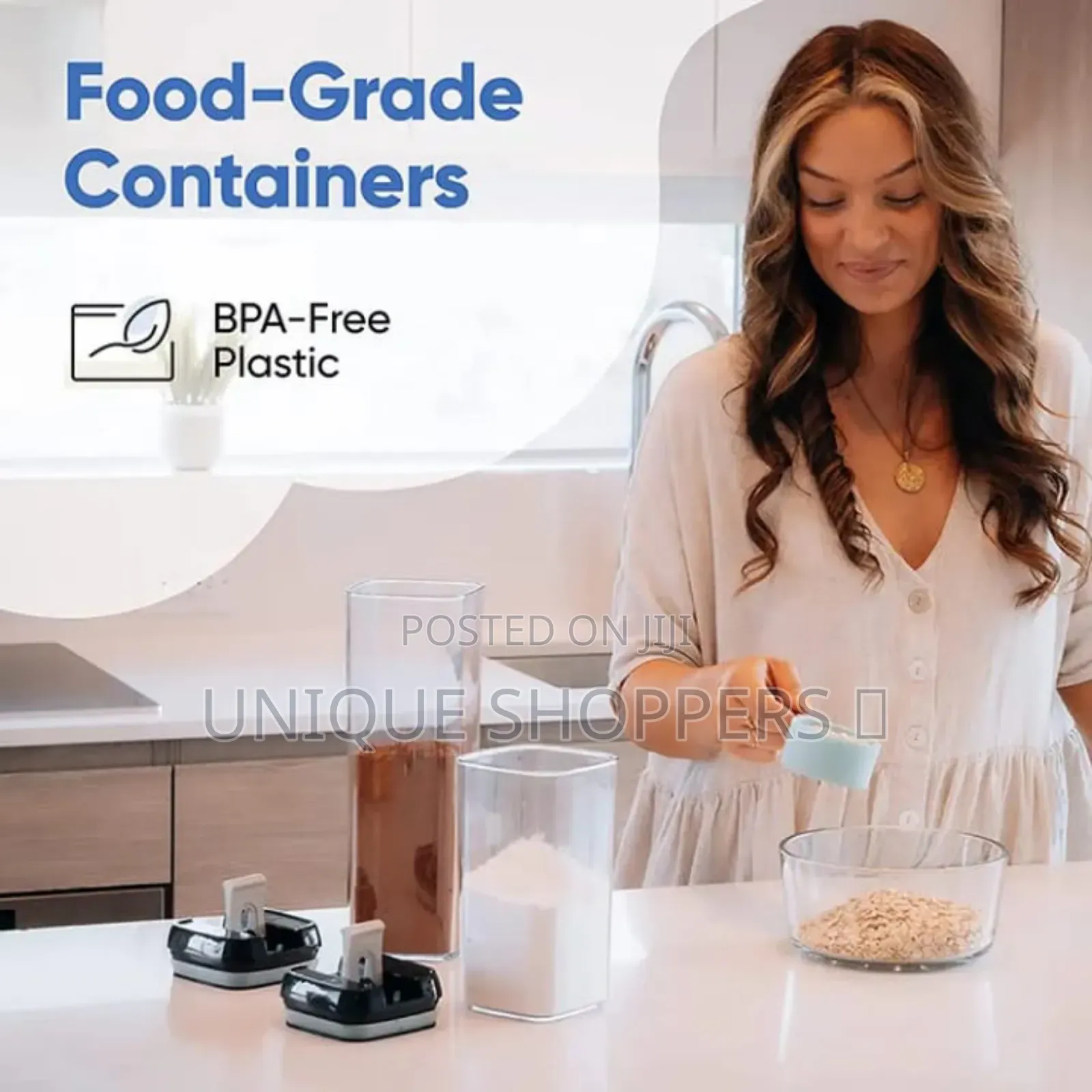 Acrylic 7pcs Set Food Containers 
 Comes With Measuring Cups,