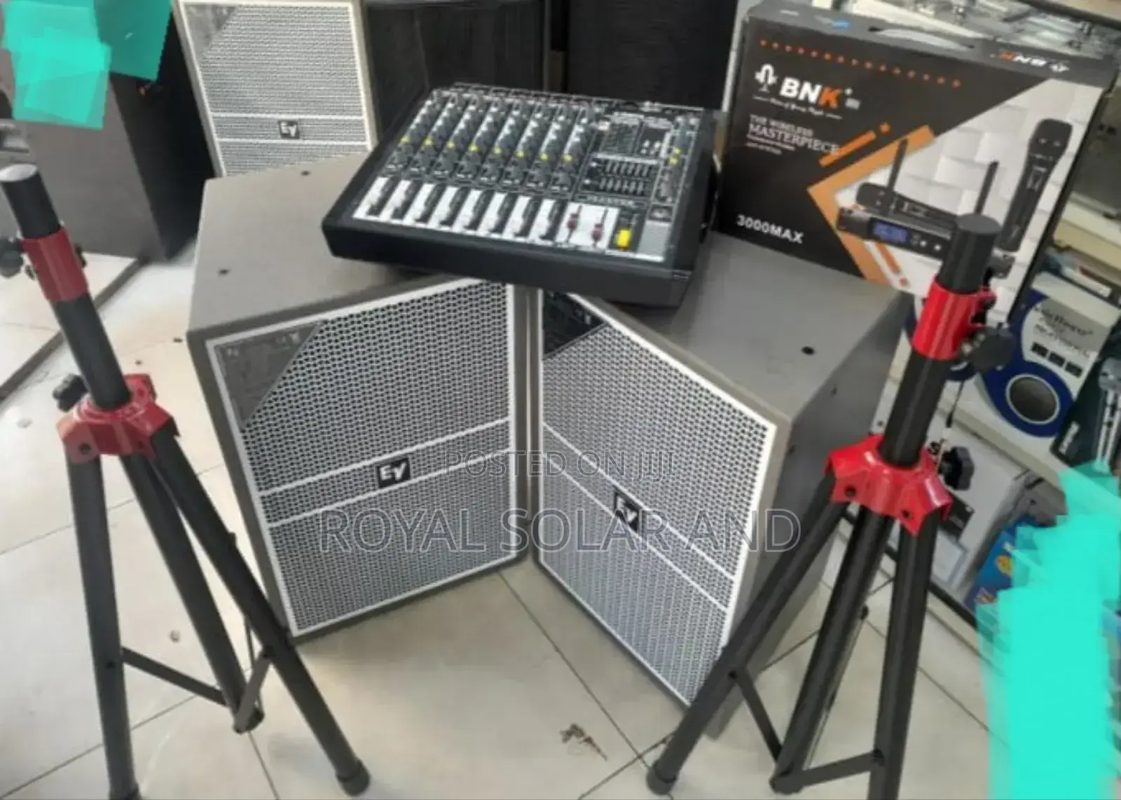 New Public Address System With Ev Wooden Speakers and 8chanels Mixer